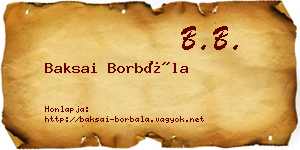 Baksai Borbála névjegykártya